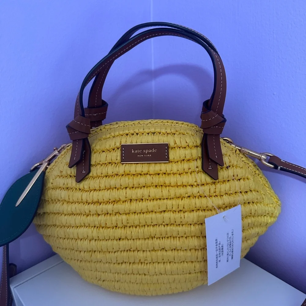 Nwt Kate spade lemon drop straw lemon crossbody bag - Picture 8 of 13